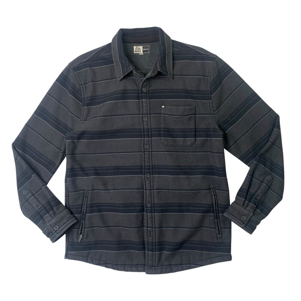 Reef Shirt Jacket Mens M Medium Gotham Grey Bartlet Overshirt Fleece Shacket